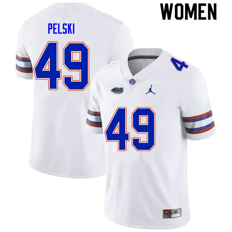 Women's NCAA Florida Gators Preston Pelski #49 Stitched Authentic Nike White College Football Jersey PVH0365BD